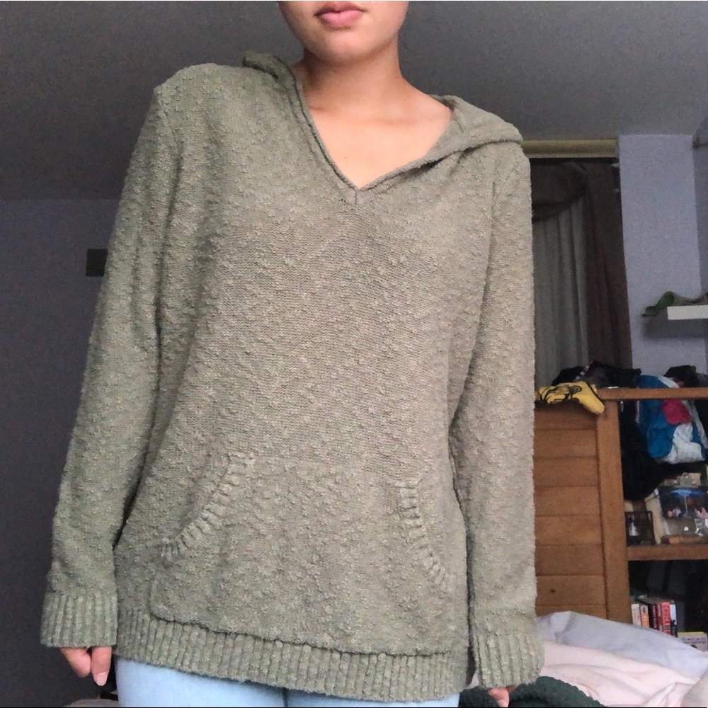 green sweatshirt